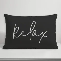 Creative Products Relax Thin Script Black And White 14x20 Indoor / Outdoor Pillow -Home Decor GUEST 05311165 ee03 4c5c a18d fc86442eb408