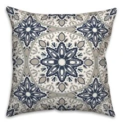 Creative Products Faded Blue Gray Medallions 18x18 Indoor / Outdoor Pillow -Home Decor GUEST 06dc5699 7587 484c 9ee3 ac870b5c80e4