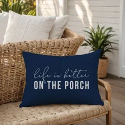 Creative Products Life Is Better On The Porch Navy 14x20 Indoor / Outdoor Pillow -Home Decor GUEST 0938e457 709d 4677 a65d 73ee5203b4d5