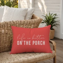 Creative Products Life Is Better On The Porch Coral 14x20 Indoor / Outdoor Pillow -Home Decor GUEST 0d52498e ab32 49fc 8909 e7eb440bb17c