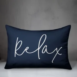 Creative Products Relax Thin Script Navy 14x20 Indoor / Outdoor Pillow