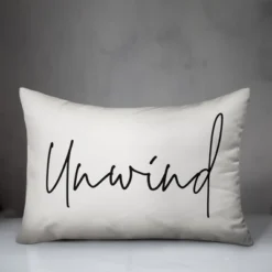 Creative Products Unwind Script White And Black 14x20 Indoor / Outdoor Pillow