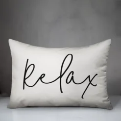 Creative Products Relax Thin Script White And Black 14x20 Indoor / Outdoor Pillow