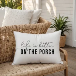 Creative Products Life Is Better On The Porch White And Black 14x20 Indoor / Outdoor Pillow -Home Decor GUEST 182decb4 edb4 483b a9d8 17d913bc4124