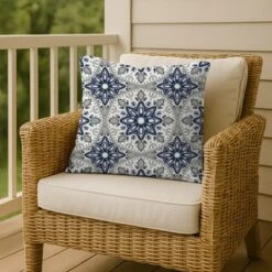 Creative Products Faded Blue Gray Medallions 18x18 Indoor / Outdoor Pillow -Home Decor GUEST 1b9f6edc 8c6d 404f 9442 75d32457303c