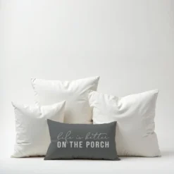 Creative Products Life Is Better On The Porch Grey And White 14x20 Indoor / Outdoor Pillow -Home Decor GUEST 1c3ea1e3 7f58 4f5c 8130 afe01ef0d2ec