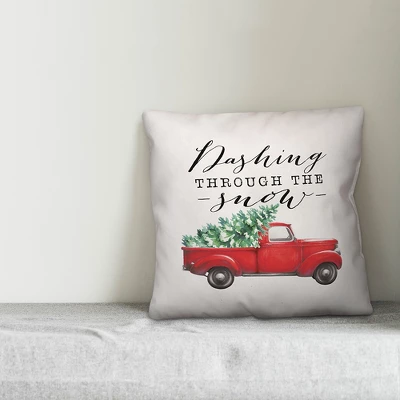 Creative Products Dashing Through The Snow Red Truck 16x16 Indoor / Outdoor Pillow 2 Creative Products Dashing Through The Snow Red Truck 16x16 Indoor / Outdoor Pillow - Image 2