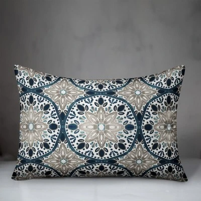 Creative Products Faded Gray Blue Medallions 14x20 Indoor / Outdoor Pillow 2 Creative Products Faded Gray Blue Medallions 14x20 Indoor / Outdoor Pillow - Image 2