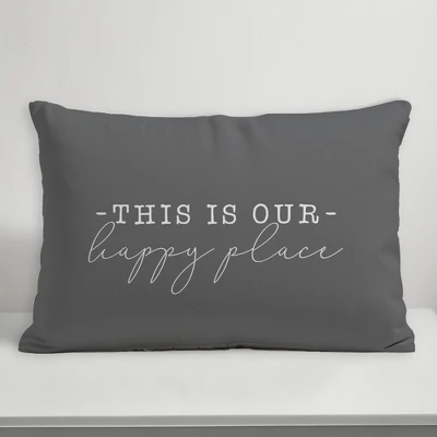 Creative Products This Is Our Happy Place Grey And White 14x20 Indoor / Outdoor Pillow 3 Creative Products This Is Our Happy Place Grey And White 14x20 Indoor / Outdoor Pillow - Image 3