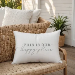 Creative Products This Is Our Happy Place White And Grey 14x20 Indoor / Outdoor Pillow -Home Decor GUEST 238ac20b 3e24 4249 b825 309dd6d69513