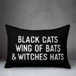 Creative Products Black Cats Wing Of Bats & Witches Hats 14x20 Indoor / Outdoor Pillow