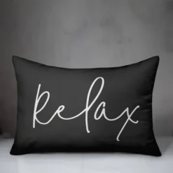 Creative Products Relax Thin Script Black And White 14x20 Indoor / Outdoor Pillow
