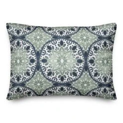 Creative Products Faded Blue Green Medallions 14x20 Indoor / Outdoor Pillow