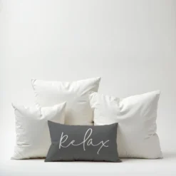 Creative Products Relax Thin Script Grey And White 14x20 Indoor / Outdoor Pillow -Home Decor GUEST 2dcd3c7a e8ea 4f0d 8aa6 be09a070aef6
