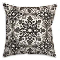 Creative Products Faded Black Gray Medallions 18x18 Indoor / Outdoor Pillow