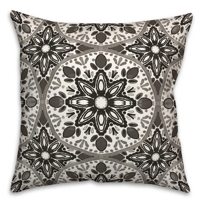 Creative Products Faded Black Gray Medallions 18x18 Indoor / Outdoor Pillow 1 Creative Products Faded Black Gray Medallions 18x18 Indoor / Outdoor Pillow