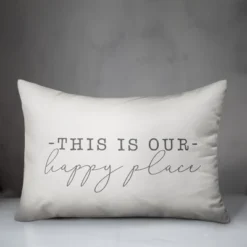 Creative Products This Is Our Happy Place White And Grey 14x20 Indoor / Outdoor Pillow