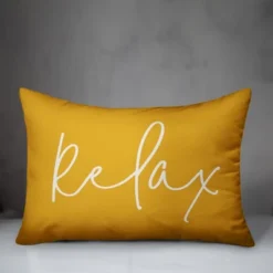 Creative Products Relax Thin Script Yellow 14x20 Indoor / Outdoor Pillow