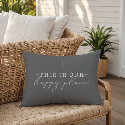 Creative Products This Is Our Happy Place Grey And White 14x20 Indoor / Outdoor Pillow 4 Creative Products This Is Our Happy Place Grey And White 14x20 Indoor / Outdoor Pillow - Image 4