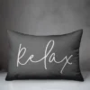 Creative Products Relax Thin Script Grey And White 14x20 Indoor / Outdoor Pillow