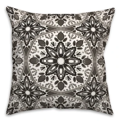 Creative Products Faded Black Gray Medallions 18x18 Indoor / Outdoor Pillow 9 Creative Products Faded Black Gray Medallions 18x18 Indoor / Outdoor Pillow - Image 9