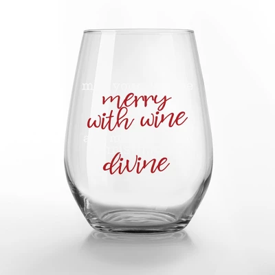 Creative Products Merry With Wine 15 Oz. Stemless Wine Glass 1 Creative Products Merry With Wine 15 Oz. Stemless Wine Glass
