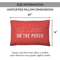 Creative Products Life Is Better On The Porch Coral 14x20 Indoor / Outdoor Pillow -Home Decor GUEST 4ac72d96 50dc 43ab b3f4 b34e604ec87a