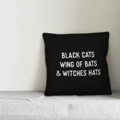 Creative Products Black Cats Wing Of Bats & Witches Hats 20x20 Indoor / Outdoor Pillow