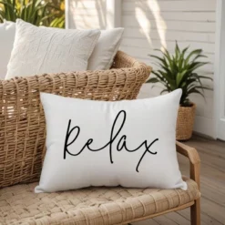 Creative Products Relax Thin Script White And Black 14x20 Indoor / Outdoor Pillow -Home Decor GUEST 4db9a1a5 c400 491e a513 b35bd061ab6b