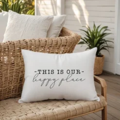 Creative Products This Is Our Happy Place White And Black 14x20 Indoor / Outdoor Pillow -Home Decor GUEST 54b7e13b 6003 4aa4 a5e6 1f4b6e161c7b