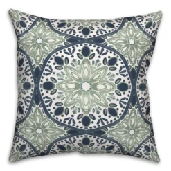 Creative Products Faded Blue Green Medallions 18x18 Indoor / Outdoor Pillow -Home Decor GUEST 55427cf6 1bc9 407e 983f a40fcf75a992