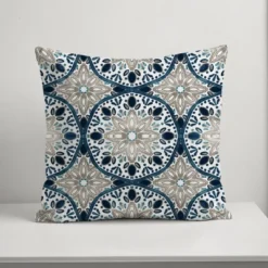 Creative Products Faded Gray Blue Medallions 18x18 Indoor / Outdoor Pillow -Home Decor GUEST 57b46c11 a098 4bf5 8164 358f95d1ce7e