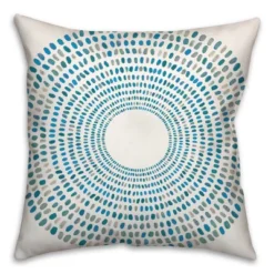 Creative Products Round Blue Dashes 20x20 Indoor / Outdoor Pillow