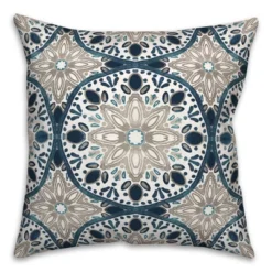 Creative Products Faded Gray Blue Medallions 18x18 Indoor / Outdoor Pillow