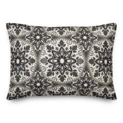 Creative Products Faded Black Gray Medallions 14x20 Indoor / Outdoor Pillow