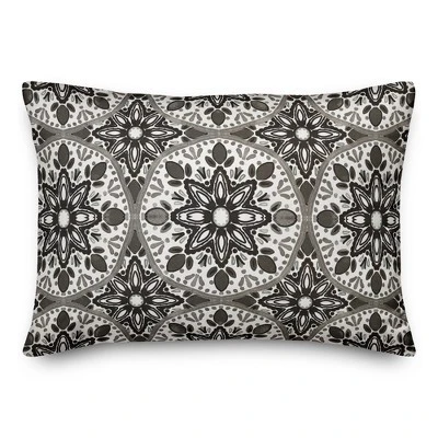 Creative Products Faded Black Gray Medallions 14x20 Indoor / Outdoor Pillow 1 Creative Products Faded Black Gray Medallions 14x20 Indoor / Outdoor Pillow