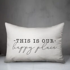 Creative Products This Is Our Happy Place White And Black 14x20 Indoor / Outdoor Pillow
