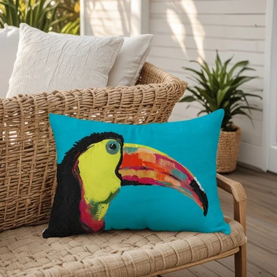 Creative Products Bright Jungle Toucan On Teal 14x20 Indoor / Outdoor Pillow 5 Creative Products Bright Jungle Toucan On Teal 14x20 Indoor / Outdoor Pillow - Image 5