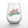 Creative Products Merry Christmas Script 15 Oz. Printed Stemless Wine Glass