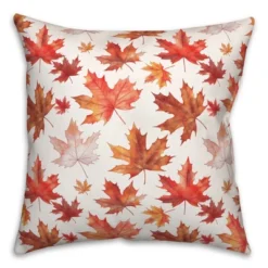 Creative Products Watercolor Orange Leaf Pattern 18 X 18 Indoor / Outdoor Pillow