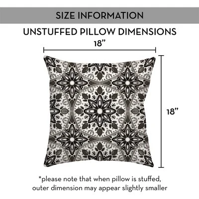 Creative Products Faded Black Gray Medallions 18x18 Indoor / Outdoor Pillow 8 Creative Products Faded Black Gray Medallions 18x18 Indoor / Outdoor Pillow - Image 8