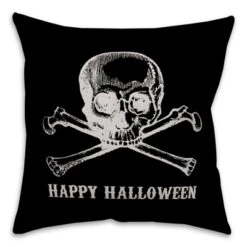 Creative Products Skull And Crossbones Happy Halloween 16x16 Indoor / Outdoor Pillow -Home Decor GUEST 71d7041b 2881 414b 867e adf6603d8beb