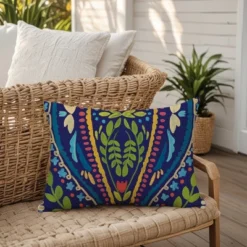 Creative Products Navy Background Folk Pattern 14x20 Indoor / Outdoor Pillow -Home Decor GUEST 745cb8d6 ba54 478a 85dc 8110c86bef19