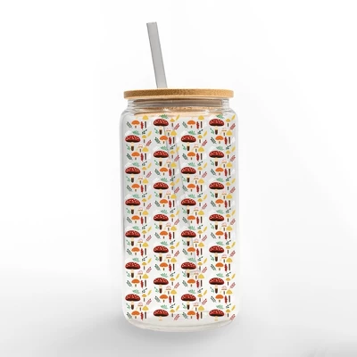 Creative Products Mushroom Pattern 16 Oz. Glass Can Cup 1 Creative Products Mushroom Pattern 16 Oz. Glass Can Cup