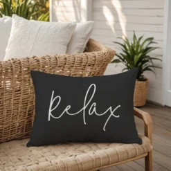 Creative Products Relax Thin Script Black And White 14x20 Indoor / Outdoor Pillow -Home Decor GUEST 794723ac 4d65 4a4b 811c 6c380df975b8