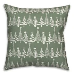 Creative Products Sage Christmas Tree Pattern 18 X 18 Indoor / Outdoor Pillow