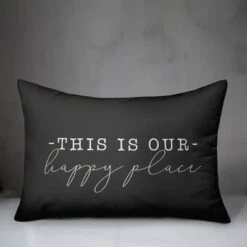 Creative Products This Is Our Happy Place Black And White 14x20 Indoor / Outdoor Pillow