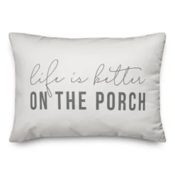 Creative Products Life Is Better On The Porch White And Grey 14x20 Indoor / Outdoor Pillow -Home Decor GUEST 8ae74f2c 50e1 46dd 923a 143e0ac716ca