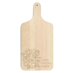 Creative Products Love Grows Here Floral 8 X 17 Maple Paddle Cutting Board
