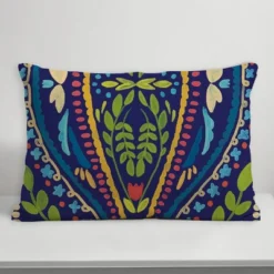 Creative Products Navy Background Folk Pattern 14x20 Indoor / Outdoor Pillow -Home Decor GUEST 9fdf54b3 f718 4cb9 a349 1fd5e27fc13e